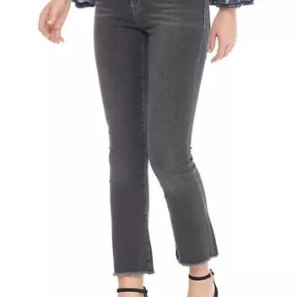 Free People LIGHT faded BLACK Straight Crop Jeans Raw Hem 24R - OB714973B Gray